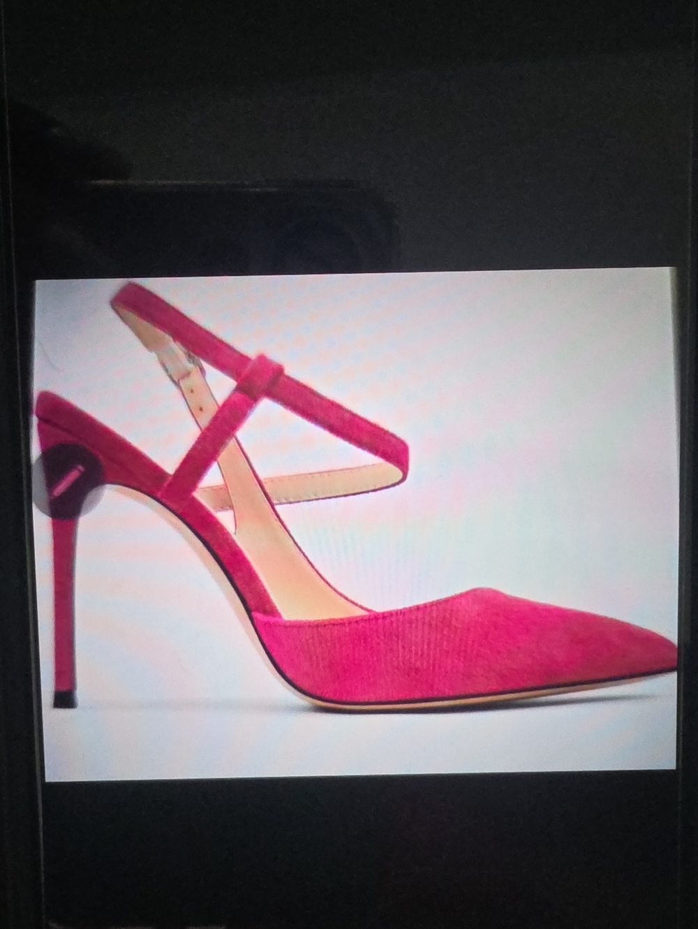 Pointed Toe Ankle-Strap Heels in Bright Pink